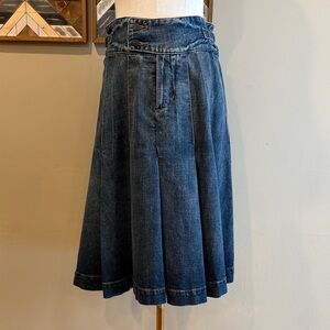 Vintage Ralph Lauren Y2K Blue Pleated A-Line Denim Skirt size 27